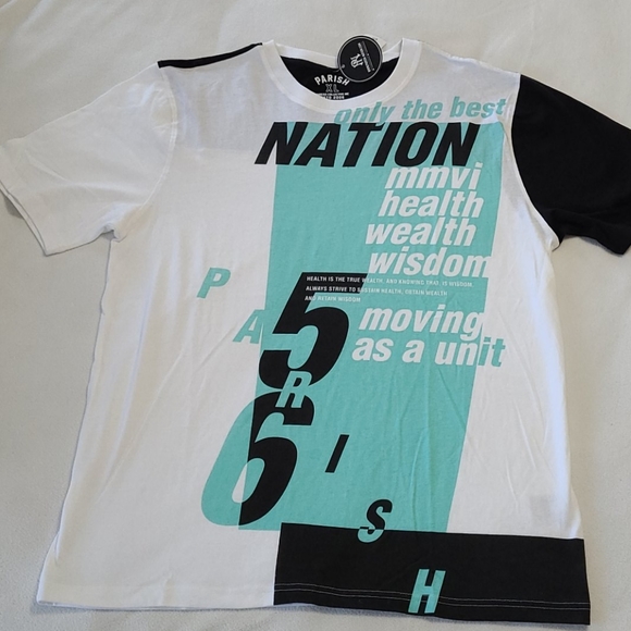 Men's Graphic Tshirt Parish Nation Color Block short slv Health Wealth Wisdom XL - Picture 4 of 7